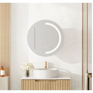 Athena 600mm LED Round Wall-Hung Shaving Cabinet - Single Door